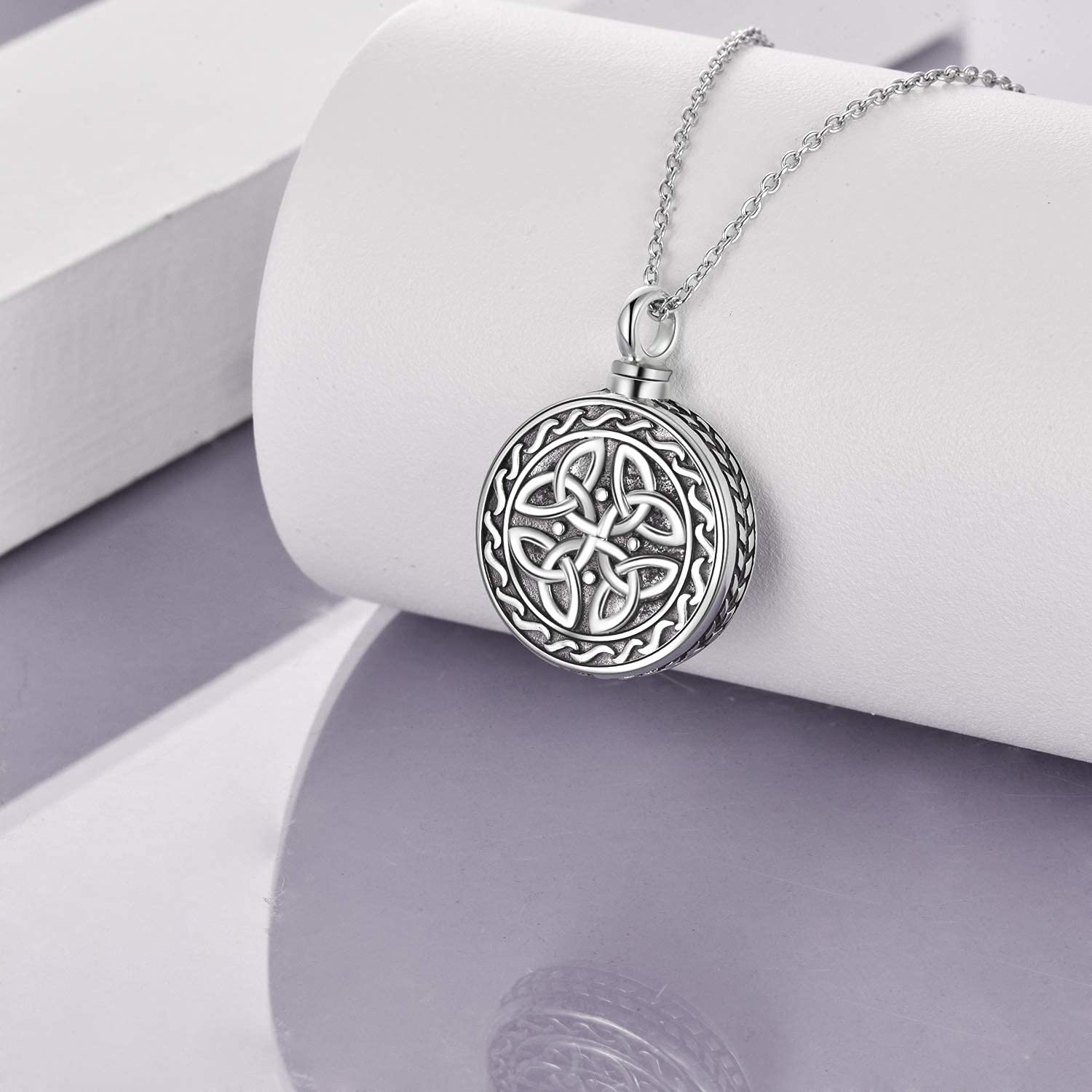 SHEAISRS Celtic Knot Necklace Sterling Silver Cremation Jewelry for Ashes Urn Irish Keepsake Jewelry for Women (Celtic)