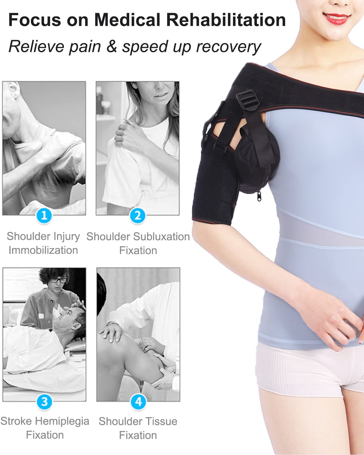 DouHeal Shoulder Brace, Shoulder Sling for Torn Rotator Cuff, Arm Sling for Shoulder Injury, Shoulder Pain Relief, Assisting Recovery in Athletes Post Shoulder Surgery for Left & Right Hand