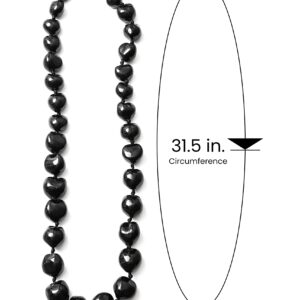 Aloha Outlet Hawaiian Black Kukui Nuts Lei Necklace 31.5in