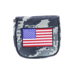 SEACLOUD 1Pc Camouflage Golf Club Mallet Putter Head Cover Waterproof Durable Nylon USA Flag Headcover Protector Bag Square Shape