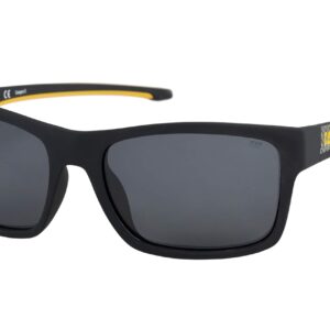 Caterpillar Men's Coder Polarized Sunglasses Square, Rubberized Matte Black, 60 mm