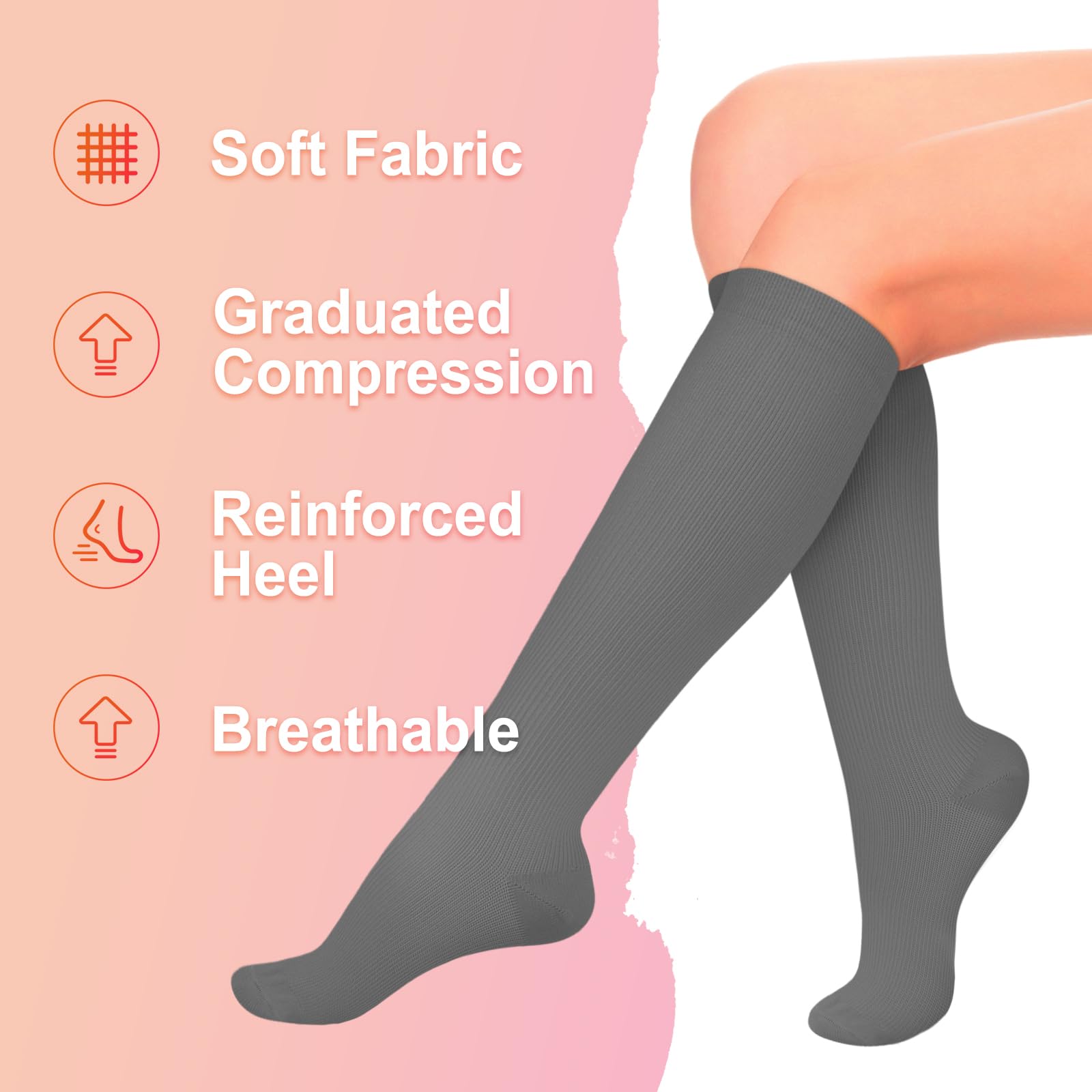 Iseasoo 4 Pairs Compression Socks for Women Men Circulation-Best Support for Nurses,Running,Athletic,Travel L-XL