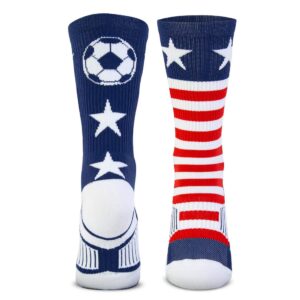 chalktalksports soccer youth woven mid-calf socks | usa | red & white & blue