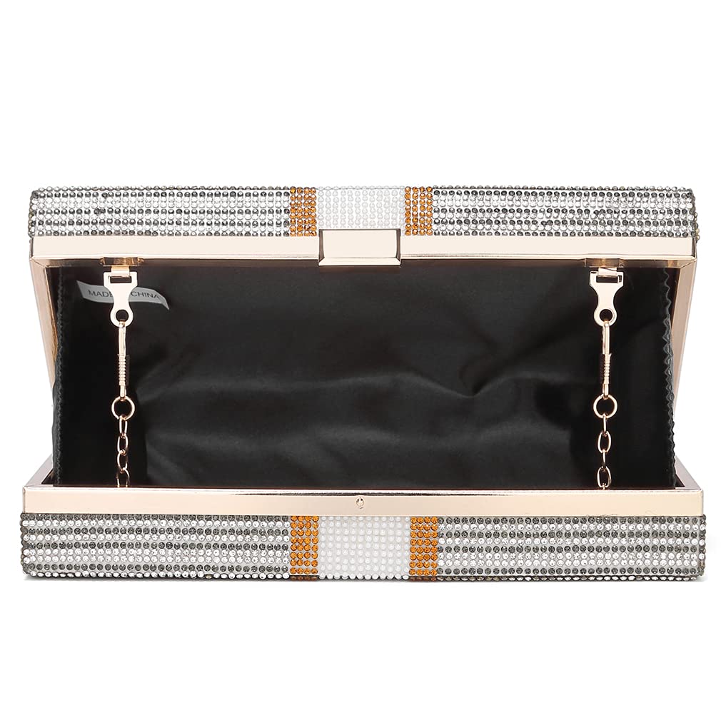 Covelin Dollar Clutch Purse for Women from, Rhinestone Evening Handbag Money Bag Grey