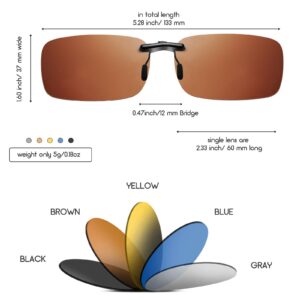 Weewooday 5 Pieces Polarized Clip on Sunglasses Rimless Rectangle Clip on Sunglasses Lightweight Eyeglasses Men Women (Multi Colors)