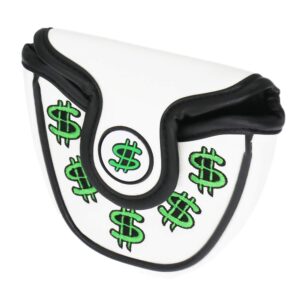 SEACLOUD Golf Cash Money Mallet Putter Cover for Scotty Cameron PU Headcover with Magnetic Closure 2ball White Green