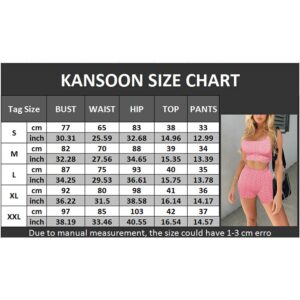 KANSOON Two Piece Short Set for Women Sexy Summer Crop Top Tik Tok Leggings Outfits Tracksuit Blue L