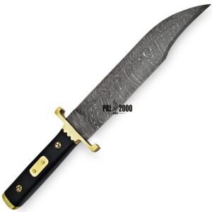 PAL 2000 KNIVES DBK-9914 Custom Handmade Damascus Steel Hunting Bowie Blade Knife Micarta Handle