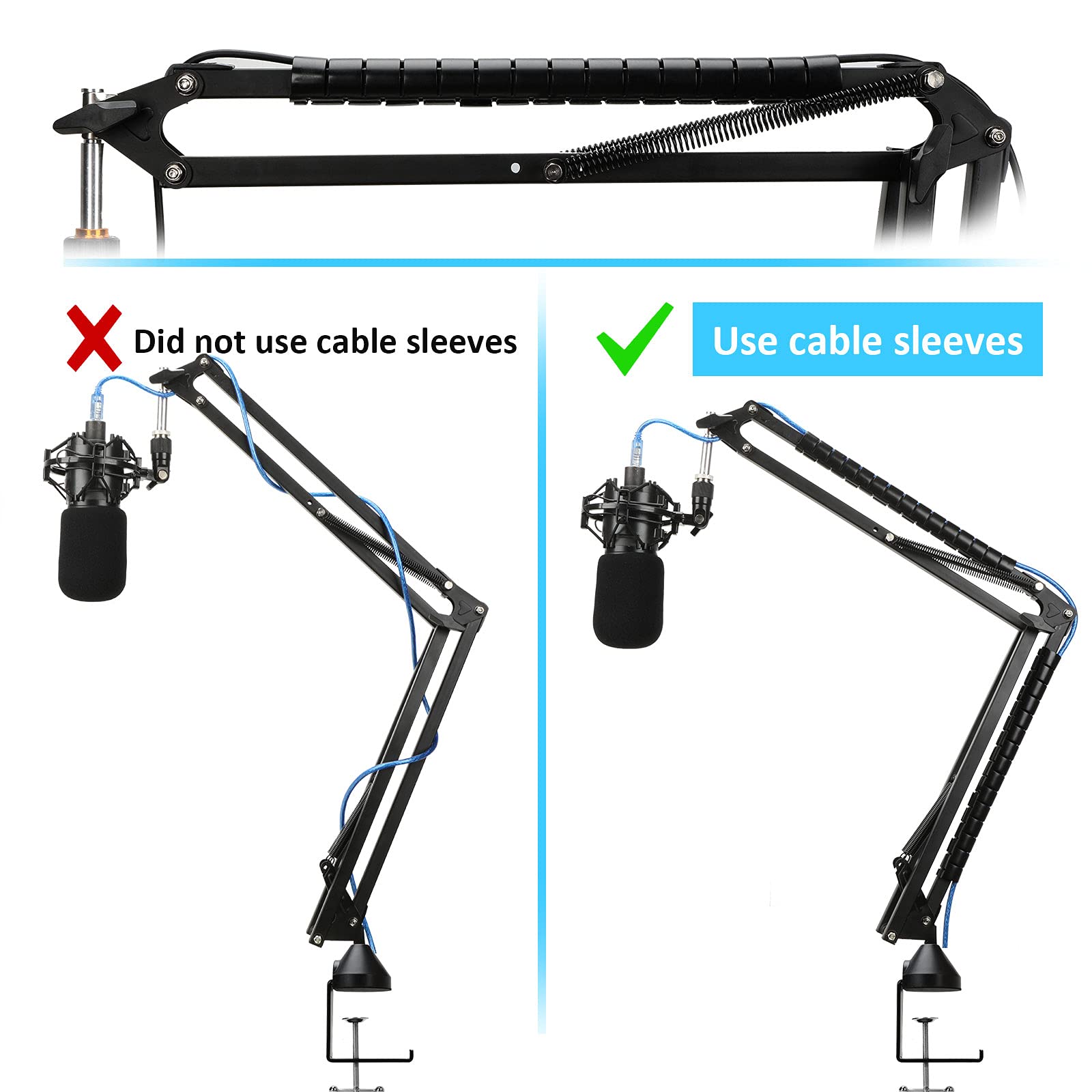 AT2020 Mic Stand with Pop Filter - Professional Microphone Boom Arm Compatible with Audio-Technica AT2020 AT2020USB+ AT2035 by YOUSHARES