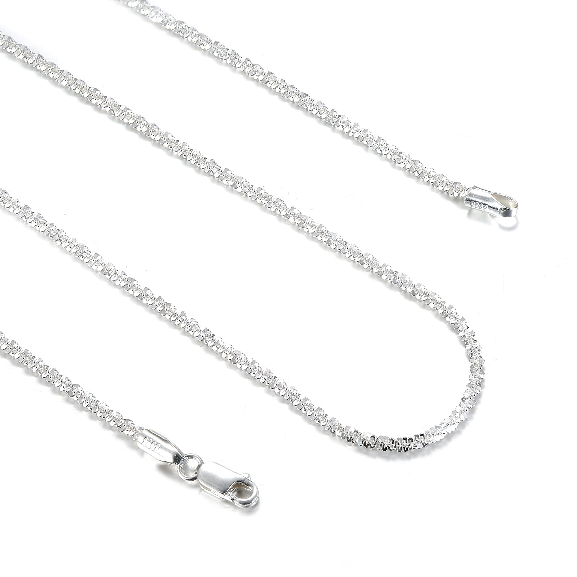 MILACOLATO 925 Sterling Silver 2MM Sparkle Mirror Link Chain for Women 18K Gold Plated Durable Italian Silver Choker Necklace Chain Jewelry - Lobster Claw Clasp 16/18/20/22/24/26 Inches