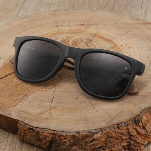 WOODONLY Walnut Wood Polarized Sunglasses - Cool Style Matte Finish Frame with Wooden Temple for Men and Women Perfect Gifts (Walnu + Gray)