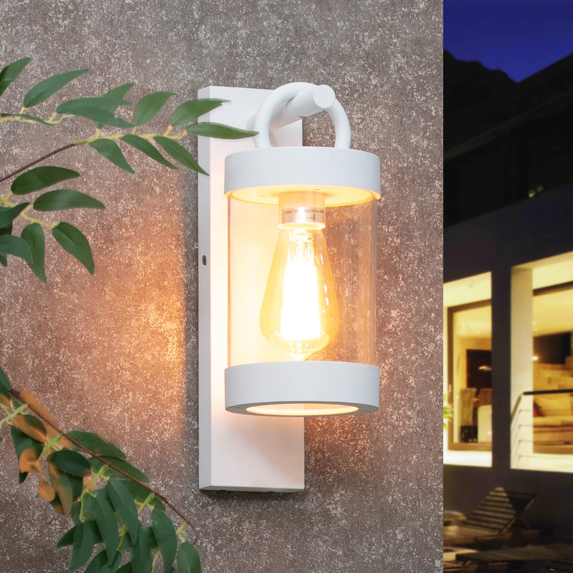 Inowel Porch Light White Dusk to Dawn Outdoor Wall Light,13in Large Exterior Lighting Fixture for House Garage Front Door,Waterproof Outside Hanging Lamp E26 Wall Mount Lantern(Bulb Not Include)