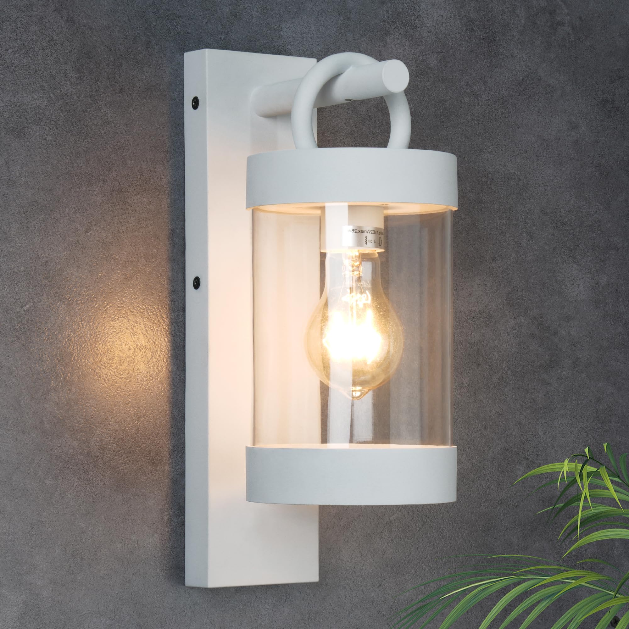 Inowel Porch Light White Dusk to Dawn Outdoor Wall Light,13in Large Exterior Lighting Fixture for House Garage Front Door,Waterproof Outside Hanging Lamp E26 Wall Mount Lantern(Bulb Not Include)