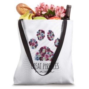 Great Pyrenees Mama Floral Paw Dog Mom Tote Bag