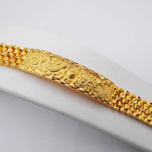 arrawana77 Guardian lions Thai Gold Plated Bangle 24k Thai Baht Yellow Gold Filled Jewelry Bracelet 7 Inch 32 Grams 13 mm