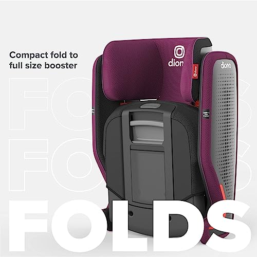 Diono Monterey 5iST FixSafe High Back Booster Car Seat with Expandable Height and Width, Compact Fold to Full Size Booster, Foldable, Portable Booster for Go-Anywhere Travel, Purple Plum