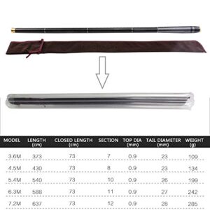 ZYHYD Lengthened 7.2m-3.6m Ultra-Light carp Fishing Rod, Carbon Fiber Foldable Fishing Rod, Stream Fishing Rod Hand Rod, carp Feeder Fishing Rod ZYHYD (Size : 6.3 m)