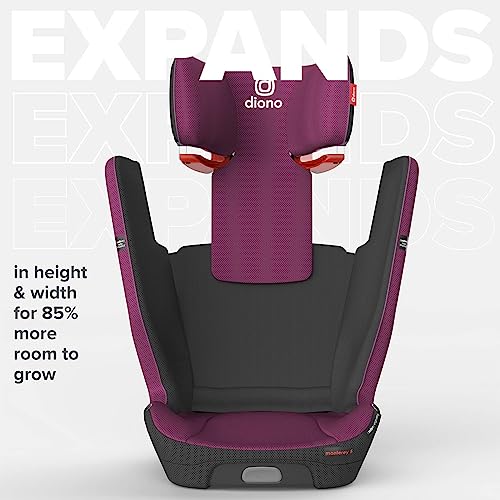 Diono Monterey 5iST FixSafe High Back Booster Car Seat with Expandable Height and Width, Compact Fold to Full Size Booster, Foldable, Portable Booster for Go-Anywhere Travel, Purple Plum