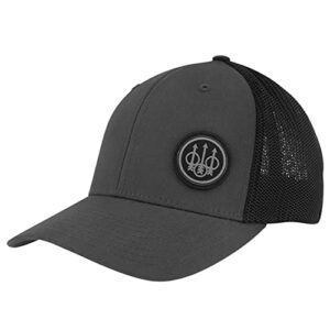 beretta men's tk flexfit mesh back hunting casual trucker hat, black/grey, large