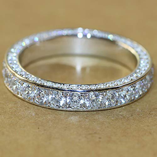 Gixaxak 925 Sterling Silver Cubic Zirconia Full Eternity Stackable White Clear CZ Eternity Ring Anniversary Wedding Engagement Band Ring Size 6-10 7