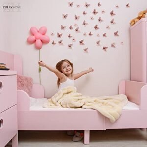 Zulay Home 3D Butterfly Wall Decor - 48pcs Butterfly Decor with 3 Wing Designs - Removable DIY Butterfly Decorations for Room, Birthdays, Parties, Cake, Weddings, Kids Bedroom (Metallic Rose Gold)