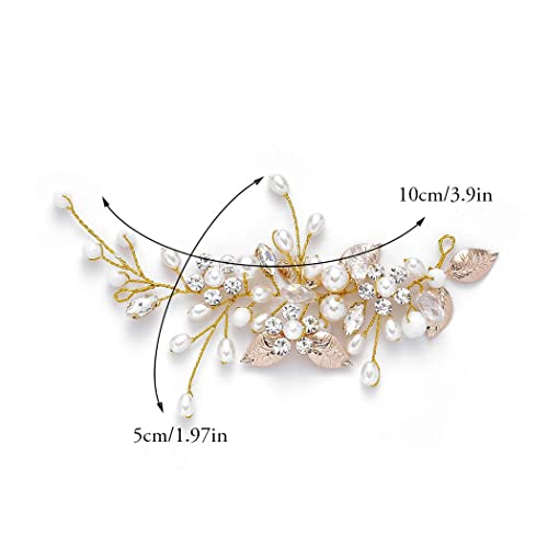 Gorais Bride Wedding Hair Vine Pearl Bridal Headpieces Leaf Hair Accessories for Women and Girls