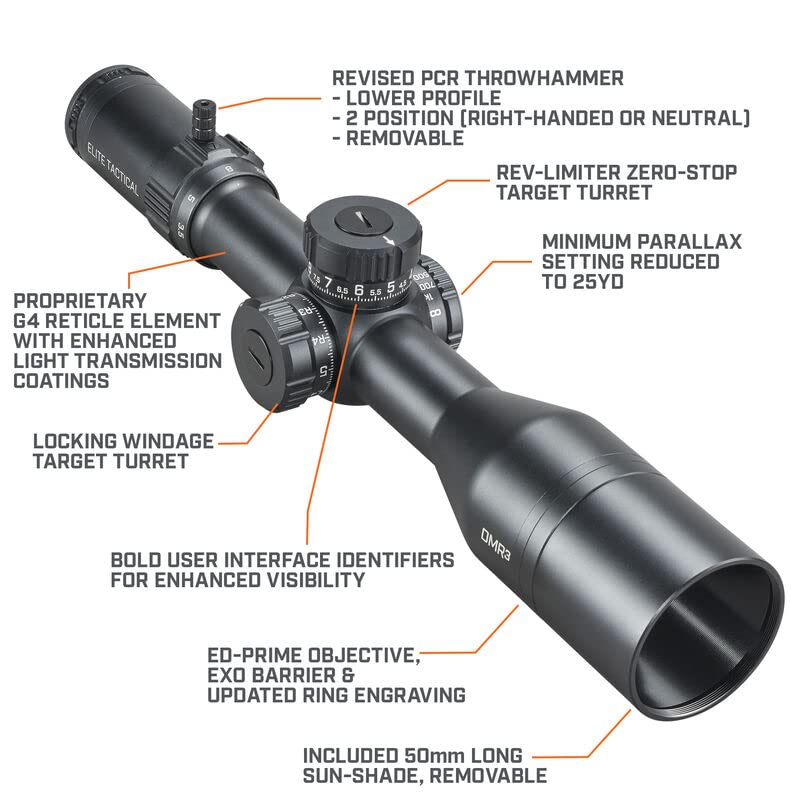 Bushnell Elite Tactical 3.5-21x50mm DMR3 Riflescope with G4P Precision Reticle, Professional Grade, Long Range Competition Riflescope with ED Prime Objective