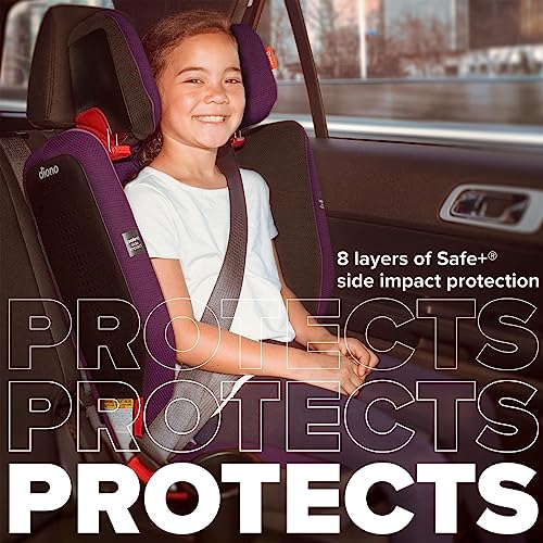 Diono Monterey 5iST FixSafe High Back Booster Car Seat with Expandable Height and Width, Compact Fold to Full Size Booster, Foldable, Portable Booster for Go-Anywhere Travel, Purple Plum