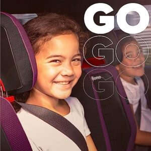 Diono Monterey 5iST FixSafe High Back Booster Car Seat with Expandable Height and Width, Compact Fold to Full Size Booster, Foldable, Portable Booster for Go-Anywhere Travel, Purple Plum