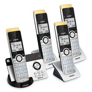 vtech is8121-4 super long range up to 2300 feet dect 6.0 bluetooth 4 handset cordless phone for home with answering machine, call blocking, connect to cell, intercom and expandable to 5 handsets