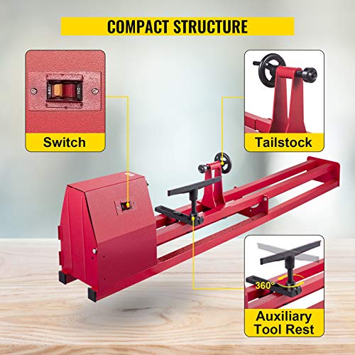 VEVOR Wood Lathe, 14''x40'' Power Lathes, 0.5HP Wood Lathe Machine, 1 Phase Benchtop Lathe, Excelsior Wood Lathe, 810, 1180, 1700, 2480 Rpm Power Wood Lathes with 3 Chisels 2 Wrenches and Accessories