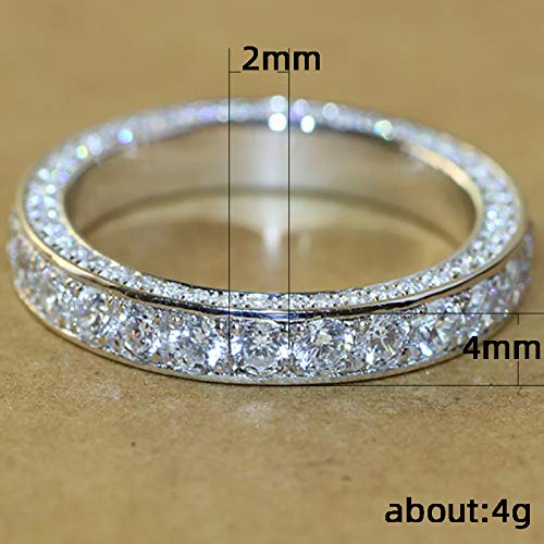 Gixaxak 925 Sterling Silver Cubic Zirconia Full Eternity Stackable White Clear CZ Eternity Ring Anniversary Wedding Engagement Band Ring Size 6-10 7