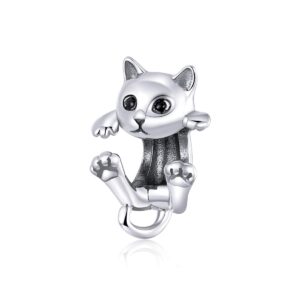 wostu 925 sterling silver cat kitty charms for bracelets for women fit bracelets