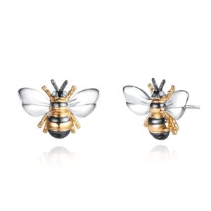 barzel 18k gold plated enamel stud with shimmering bumble bee earrings for women