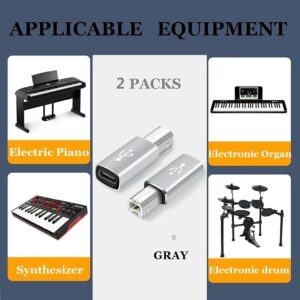 Adaptter USB C Female to Midi Adapter, 2Pack Female USB C to Male USB B Printer Adapter, Compatible with Printers, MIDI, Eectric Pianos, Synthesizers, USB Microphones and More Type-C DevicesLaptops