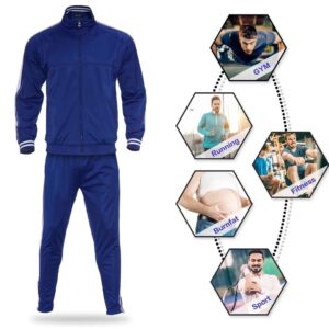 R RAMBLER 1985 Zusmen Mens Athletic 2 Piece Tracksuit Sets Casual Jogging Suits Full Zip Sports Set Stand-up collar Sweatsuit fo Men RoyalblueL