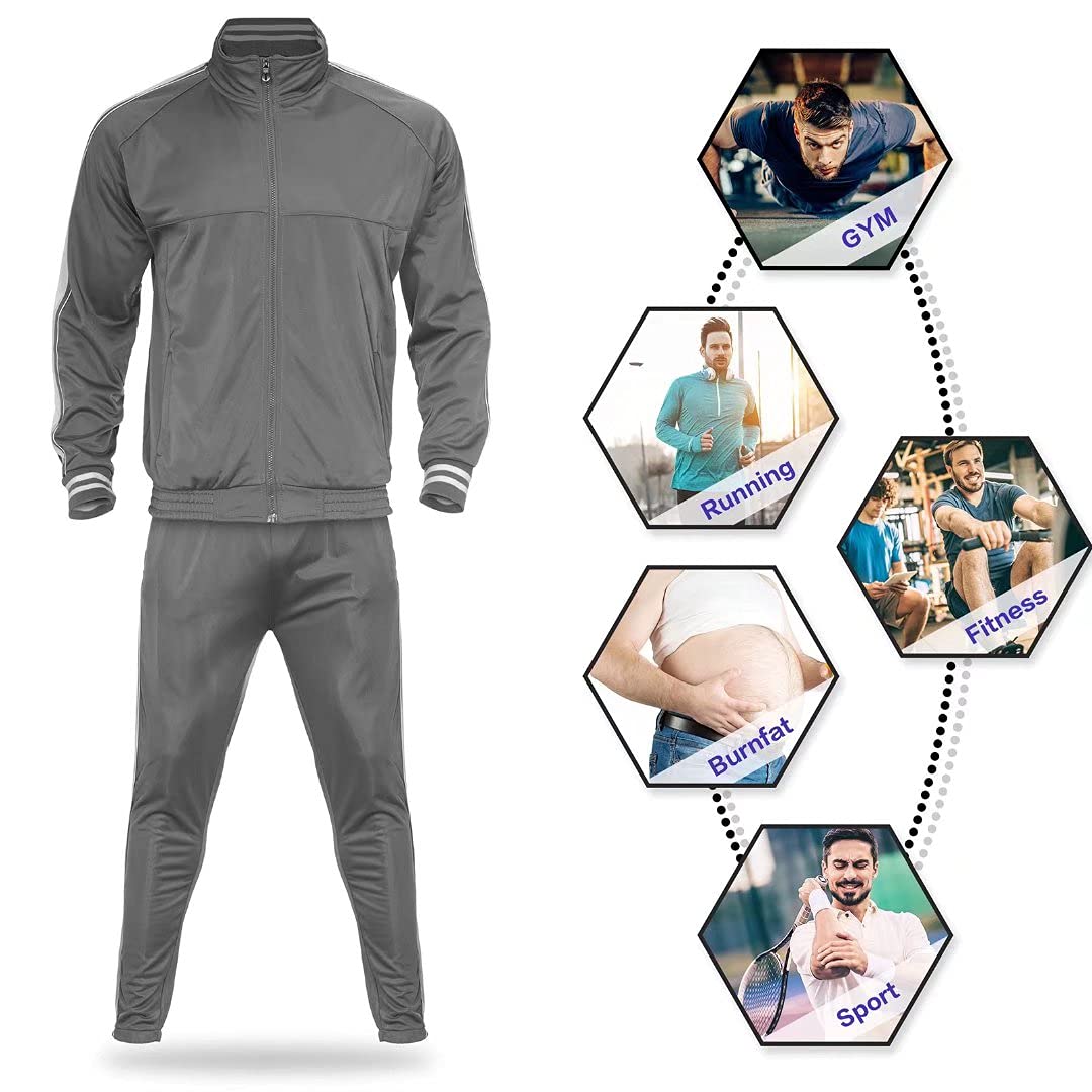 R RAMBLER 1985 Zusmen Mens Athletic 2 Piece Tracksuit Sets Casual Jogging Suits Full Zip Sports Set Stand-up collar Sweatsuit fo Men GrayM