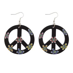 rostivo peace sign dangle earrings for women cute wooden earrings hippie earrings for women 60s and 70s