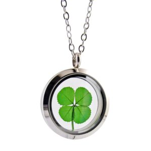 clovers online genuine preserved four leaf clover good luck charm stainless steel pendant necklace