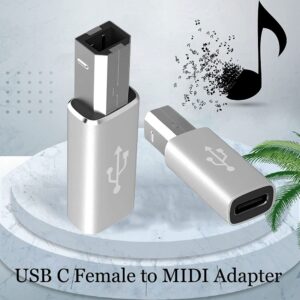 Adaptter USB C Female to Midi Adapter, 2Pack Female USB C to Male USB B Printer Adapter, Compatible with Printers, MIDI, Eectric Pianos, Synthesizers, USB Microphones and More Type-C DevicesLaptops