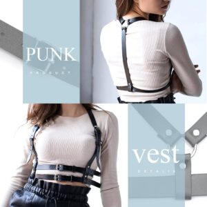 Bodiy Punk Waist Harness Belt Fashion Body Chain Black Goth Rave Adjustable Body Jewelry for Women