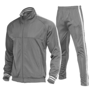 r rambler 1985 zusmen mens athletic 2 piece tracksuit sets casual jogging suits full zip sports set stand-up collar sweatsuit fo men graym