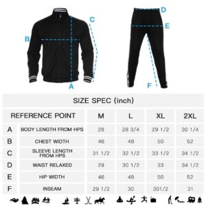 R RAMBLER 1985 Zusmen Mens Athletic 2 Piece Tracksuit Sets Casual Jogging Suits Full Zip Sports Set Stand-up collar Sweatsuit fo Men BlackXL