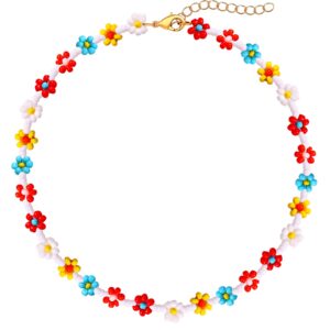 BVGA Beaded Choker Necklaces For Women Colorful Flower Shaped Beads Chocker Boho Necklaces Beach Necklace For Women Jewelry Gifts