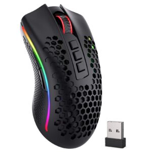 redragon m808 storm pro wireless gaming mouse, rgb honeycomb form - 16,000 dpi optical sensor - programmable macro buttons - precise registration