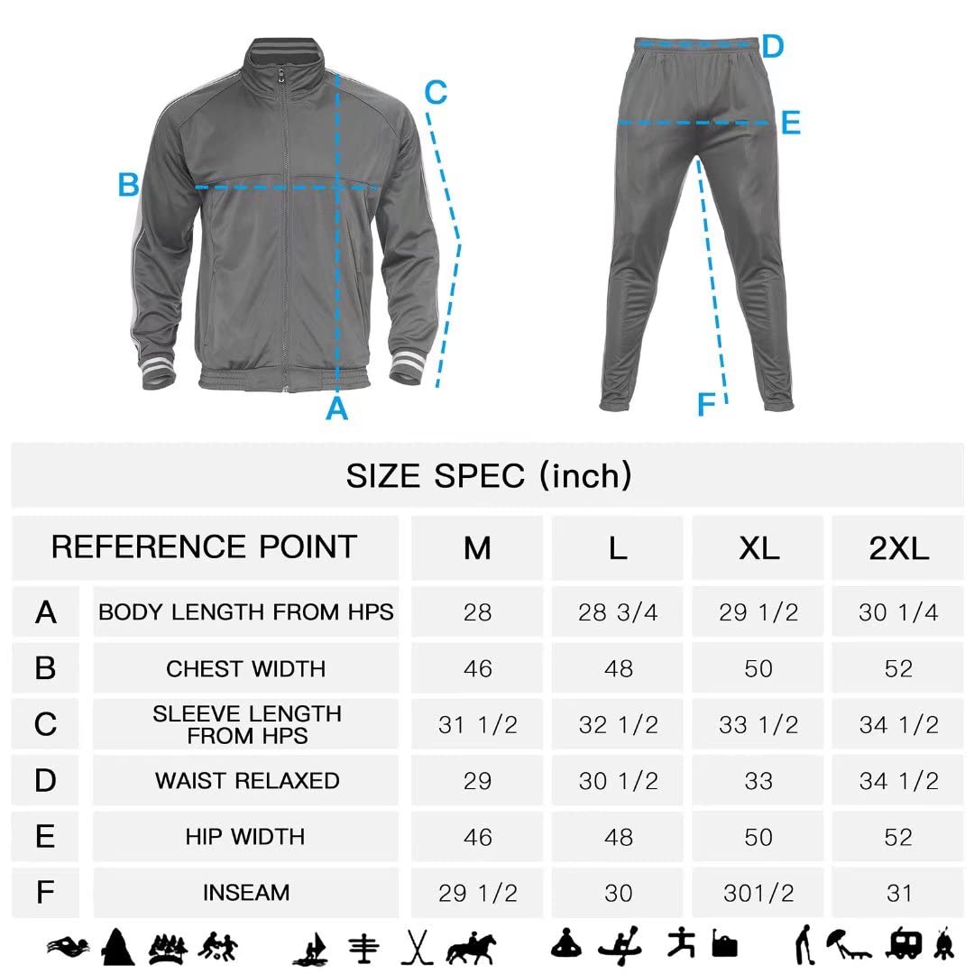 R RAMBLER 1985 Zusmen Mens Athletic 2 Piece Tracksuit Sets Casual Jogging Suits Full Zip Sports Set Stand-up collar Sweatsuit fo Men GrayM