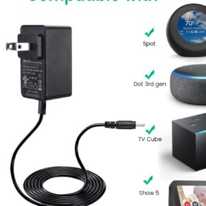 15W Power Cord Replacement for Alexa Echo Dot 3rd Gen / 4th Gen, Echo Show 5 1st Gen / 2nd Gen, Dot with Clock, Dot Kids Edition, Fire TV Cube, DC Charger Adapter with 5ft Cable