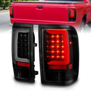 AmeriLite for 1993-1997 Ford Ranger Smoke Black C-Type LED Tube Replacement Taillights Set - Passenger and Driver Side