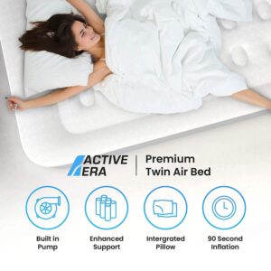 Active Era Overnight Bundle Twin Air Mattress and 3 Season Sleeping Bag - Elevated Inflatable Mattress with Built in Pump and Raised Pillow & Lightweight, Compact Sleeping Bag and Blanket