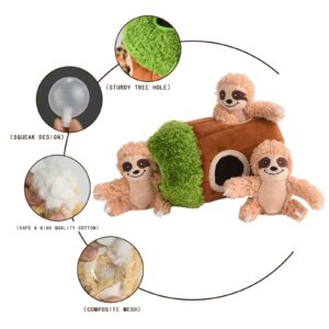 okegztoa Interactive Squeaky Dog Toys Plush Sloth Dog Toy, Stuffing Woodland Friends Burrow, Squeaky Plush Dog Toy for Small Medium Large Dogs (Small)